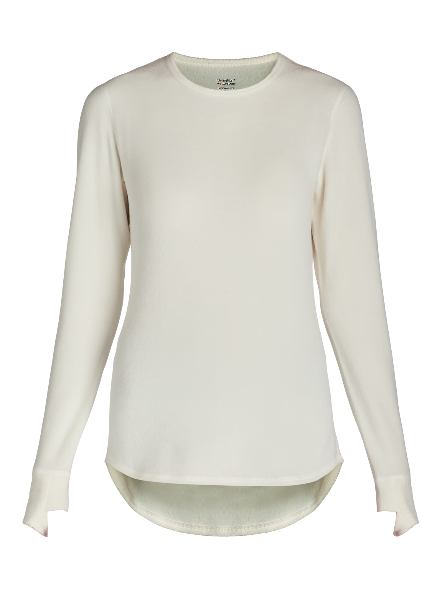 ClimateRight by Cuddl Duds Women's Warm Stretch Fleece Long Sleeve Crew Neck Thermal Base Layer Top, Sizes XS to 4X