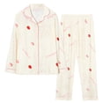 thumbnail image 4 of MEICHEN Pajamas for Women Set Women Casual Lapel Button Print Two Piece Long Sleeve Pajamas Pajamas Suit Women's Sleepwear, 4 of 4