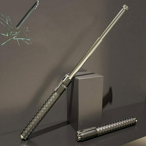 New Enhanced Automatic Retractable Trekking Pole Auto Ejection Enhanced Retractable Multi-Tool Walking Trekking Pole 3 Sections Trekking Pole with Sleeve & Tail Rope (1PCS)