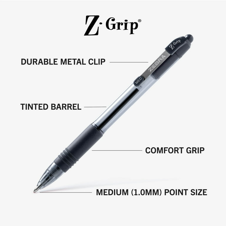 Zebra Z-Grip Retractable Ballpoint Pen 1.0 mm Black Ink 7-Pack