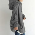 thumbnail image 6 of Hot Sale Clearance Juebong Women's Solid Color Hoodie Zipper Long Sleeve Sweatshirts Long Coat Tops With Pockets, 6 of 9