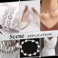 thumbnail image 6 of 0.9 Yards Rhinestone Pearl Flower Chain 0.4 inch Wide Trim Rhinestone Chain Trim Chain Pearl Trim Applique for Wedding Dress Sewing Crafts Bridal Costume Embellishment DIY Decor Silver 1pc, 6 of 7