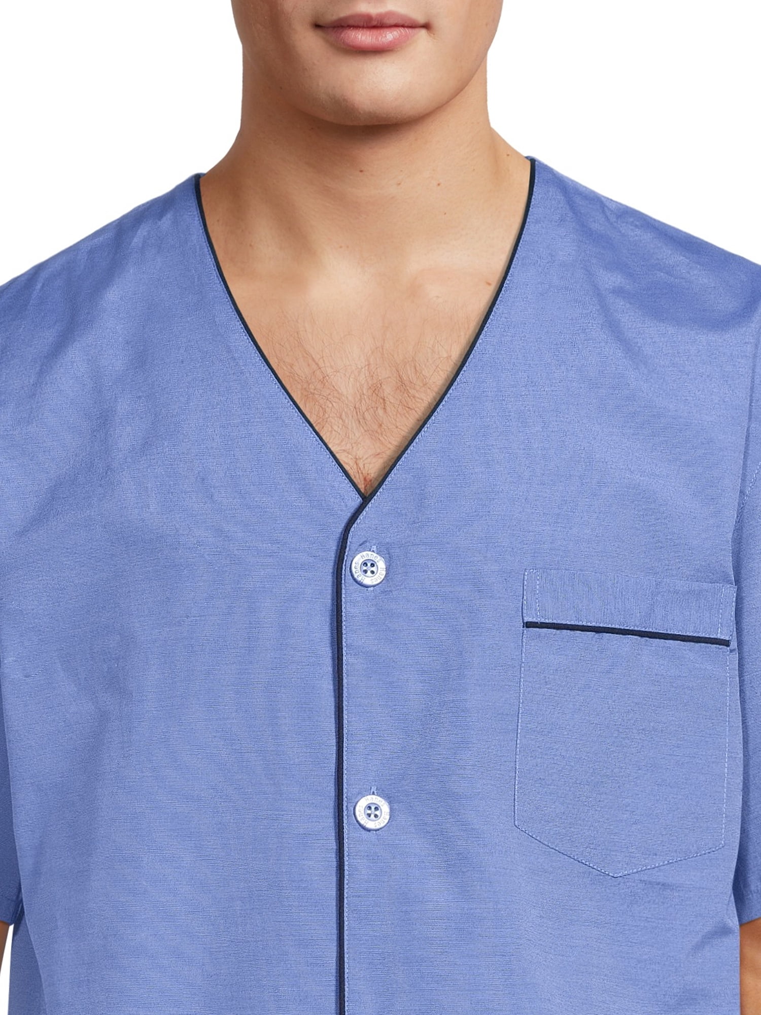 Hanes Men's and Big Men's Short Sleeve Top and Shorts Woven Pajama Set, Sizes S-5XL
