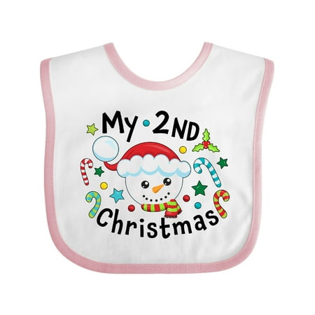 

Inktastic My 2nd Christmas Cute Snowman with Candy Canes Gift Baby Boy or Baby Girl Bib
