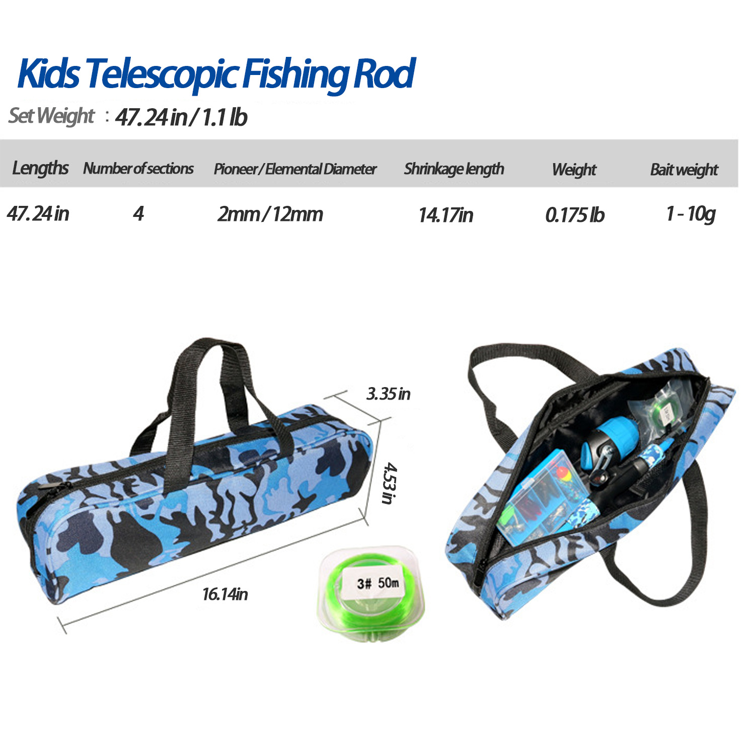 Outgoo Kids Fishing Pole with Spincast Reel, Telescopic photo 7