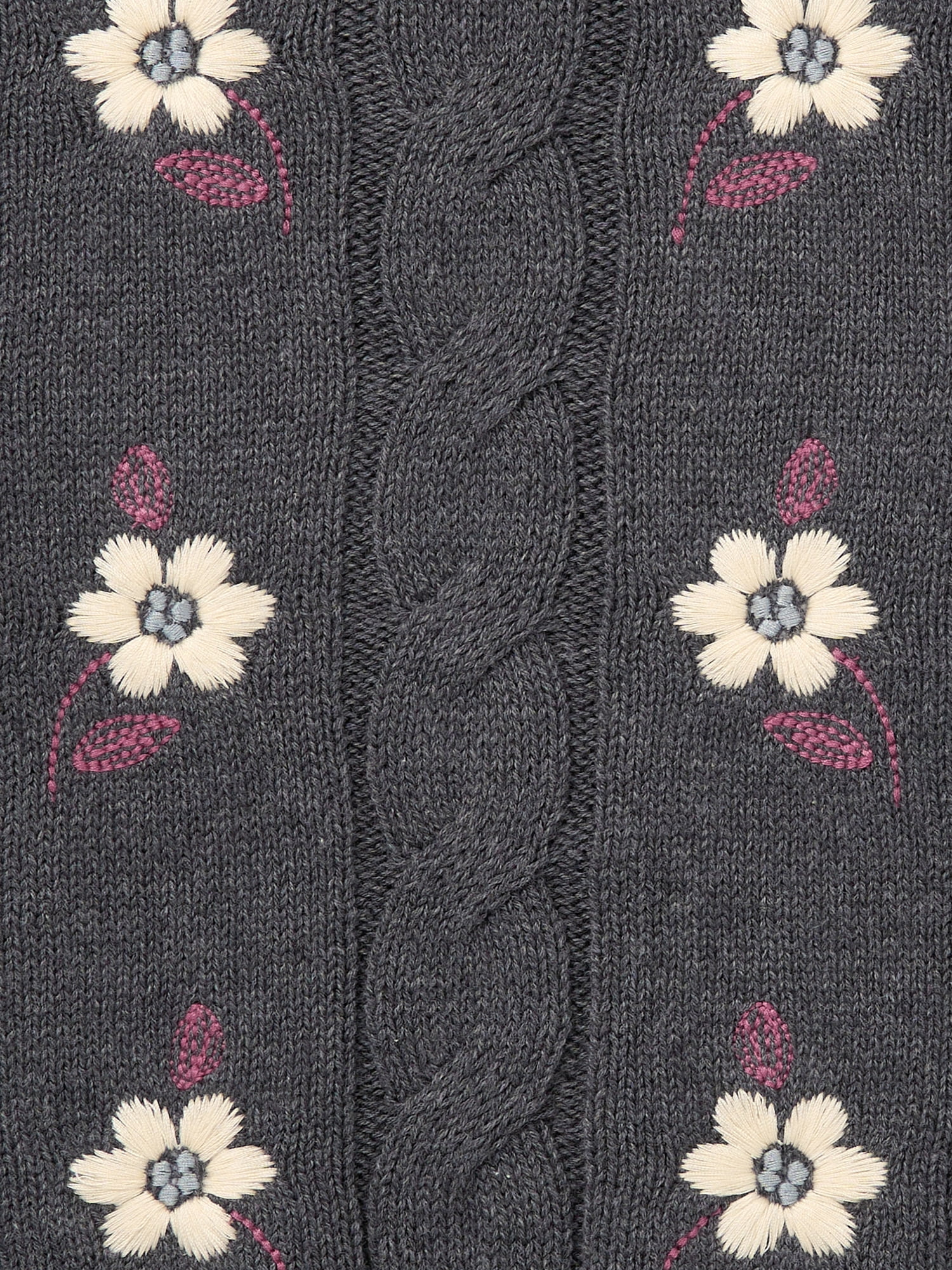 Modern Moments by Gerber Toddler Girl Embroidered Cabel Sweater, Sizes 12 Months - 5T
