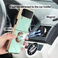 thumbnail image 2 of for Samsung Galaxy Z Flip 4 Case with Stand 360° Rotatable Ring Holder Kickstand [Magnetic Car Mount] Gold Plating for Women Men Shockproof Protective Cover for Samsung Z Flip 4 5G (Green), 2 of 14