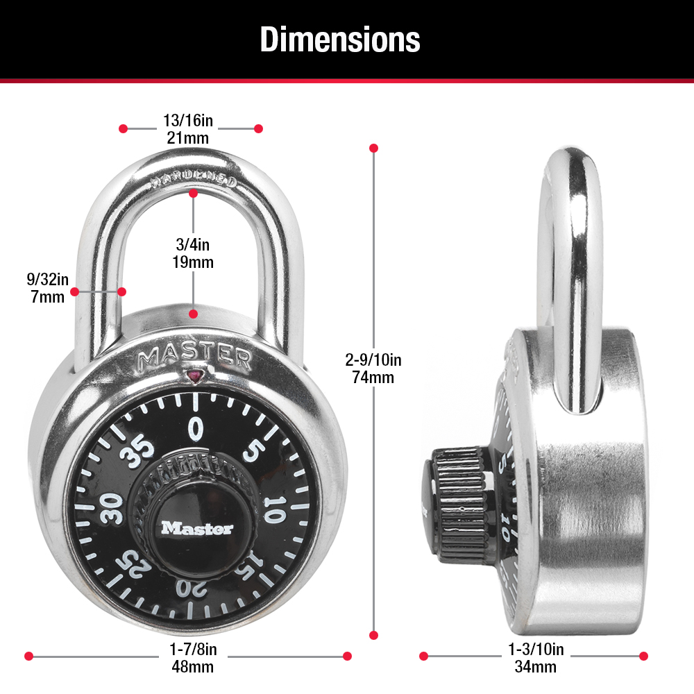 Master Lock 3-Digit Combination Padlock, Black photo 4