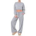 thumbnail image 5 of Nestiefly Wide Leg Sweatpants Women Fleece Sweat Pants Fall Spring Clothes 2026 Baggy Jogger Sweatpant with Pockets Light Gray L, 5 of 5