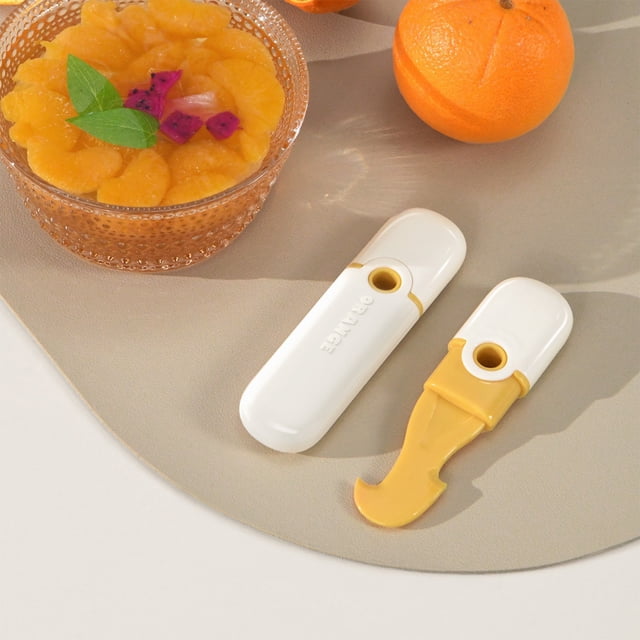 Herramienta peladora de naranjas Cortador de cítricos de doble extremo - peladora ergonómica antideslizante de plástico blanco, naranja y limón con pomelo, Utensilio de cocina portátil de 1 pieza