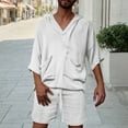 thumbnail image 2 of Conjunto de Traje para Hombre, Casual Manga Corta con Capucha, Pantalones Cortos de Bolsillo Conjunto de Color Sólido para Hombres, 2 of 6