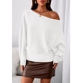 thumbnail image 2 of Suéter PRETTYGARDEN para Mujer, Hombros Descubiertos, Blanco, Talla M, 2 of 8