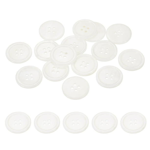 Uxcell 10 Pcs 20mm Botones de Madreperla, Botones de Concha de Perla Natural de 4 Agujeros para Coser Ropa, Abrigos, Trajes, Camisas, Decoración de Manualidades DIY, Blanco