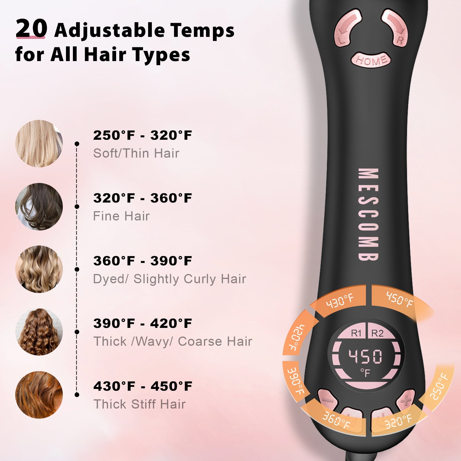 RACCOMB 1" Curling Wand / Automatic Rotating Curling Iron, 230°F to 450°F, 1H Auto Off, Dual Voltage, for Waves, Beach Curls