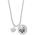 thumbnail image 1 of Delight Jewelry Silvertone Small 2-D Puffy Heart Silvertone Script Initial Disc - W - Charm Necklace, 20"+3", 1 of 4
