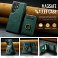 thumbnail image 3 of Wallet Case for Samsung Galaxy S23 Ultra,Ring Holder,Compatible with MagSafe Magnetic RFID Blocking Detachable Premium PU Leather Case with Card Slots Holder Kickstand Wireless Charging,Green, 3 of 10