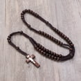thumbnail image 2 of Unisex Colgante de madera Collar Cruz Rosario Cuentas Collares Cadena (Café), 2 of 4