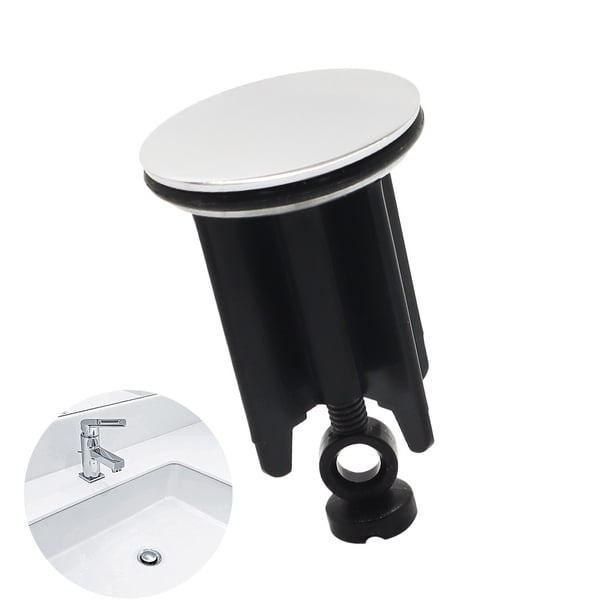 Juego de 2 Tapones para Lavabo Universales MACHAO Negros 40 mm Tapón para Fregadero de Latón Cromado con Goma Tapa para Lavabo Regulable en Altura Antical Tapón de Desagüe Cromado para Lavabo