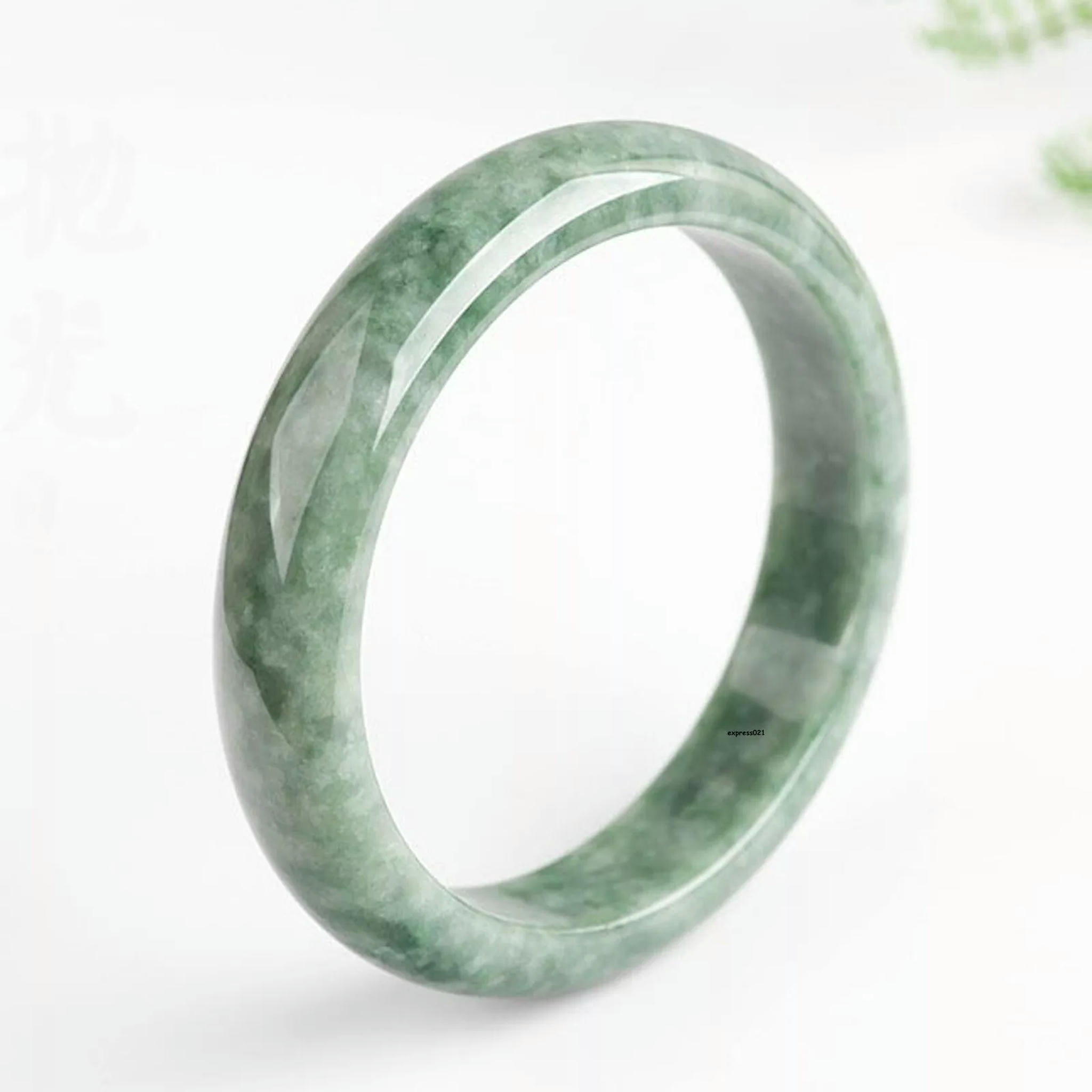 HOOUN Natural Grade A Jade Jadeite Bangle Men Women Gift Lucky Green Smooth Bracelet