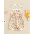 thumbnail image 5 of Musuos Toddler Girl Summer Jumpsuit 6M 12M 18M 24M 3Y 4Y Sleeveless Tie Strap Elastic Waist Floral Print Short Romper Casual Playsuit, 5 of 9
