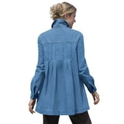 Woman Within Women's Plus Size Pleat-back Denim Jacket Color: Light Stonewash Size: 2X