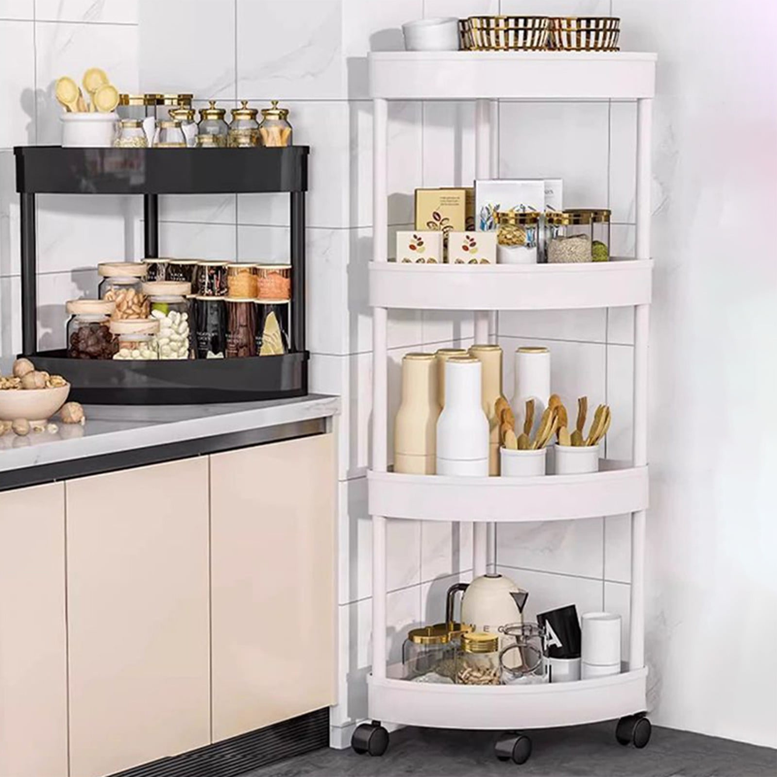 Corner Tier Snack Storage,Multi-Level Food Display,Rustproof Metal  Construction,Modern Minimalist Style for Kitchen/bathroom,Easy Access Snack  Organizer,Stainless Steel Rack for Small Spaces,MIANHT - Walmart.com, image size:1600x1600