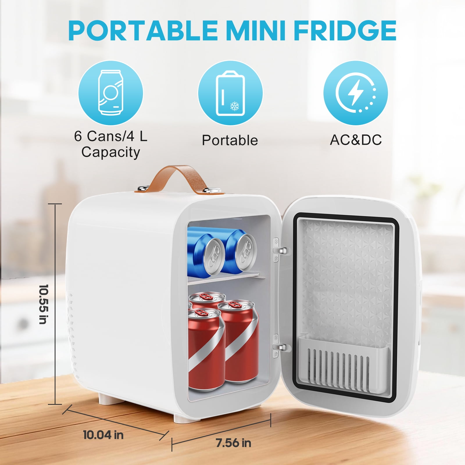 Gianna 4L Mini Car Refrigerator, Portable Compact Dorm & Car Fridge for Drinks, Snacks & Skincare, Holds 7 Cans