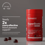 Humann SuperBeets Heart Gummies - Beet Gummy with Energy Support, Grape Seed Extract & Beetroot Powder, Sugar Free - Strawberry Flavor, 60 Count