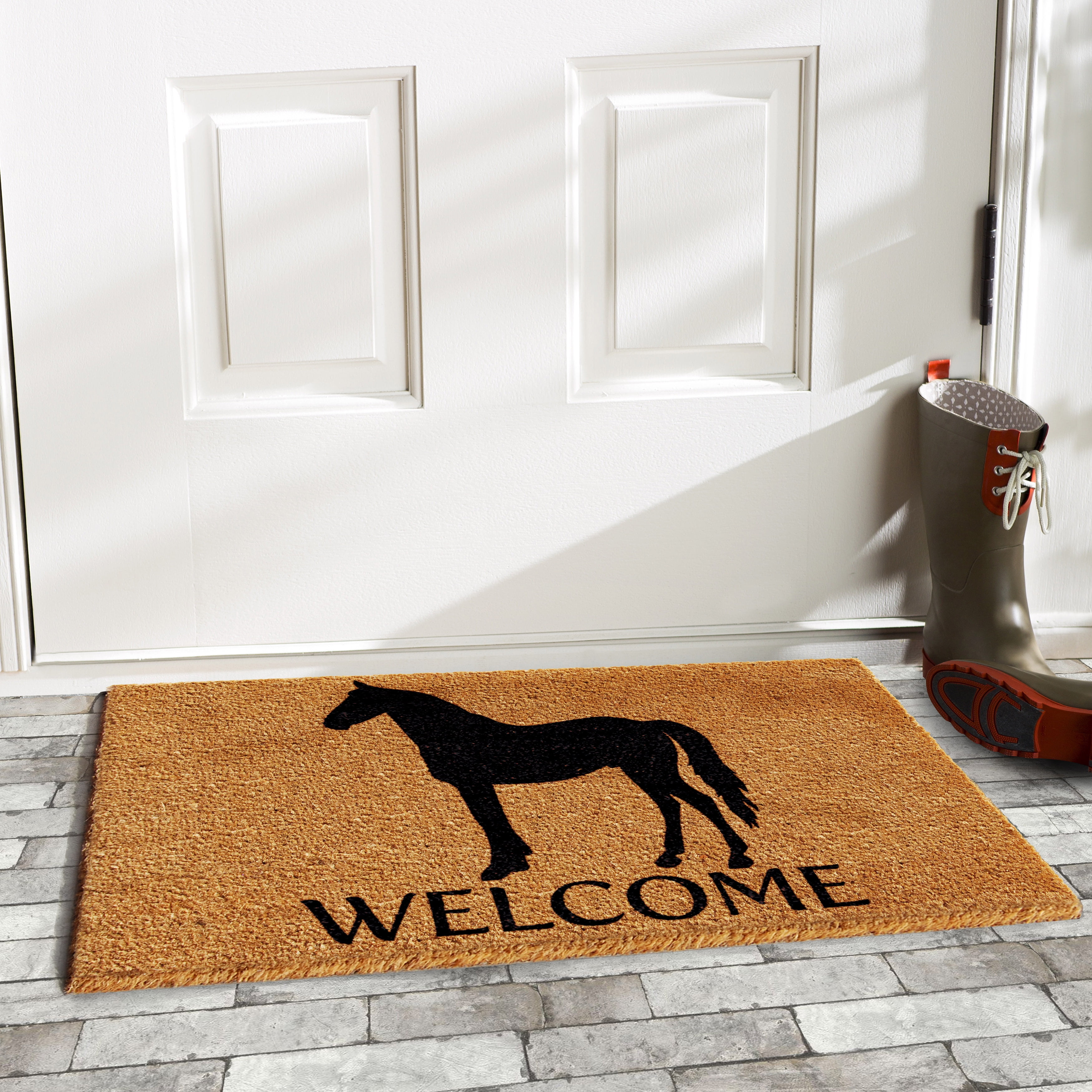 Running Horse Welcome Design Outdoor Door Mat 