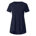 thumbnail image 6 of Womens Plus Size Clearance $5,Women Plus Size Button Solid Round Neck Short Sleeve Irregular T-shirt Blouse Tops, 6 of 6