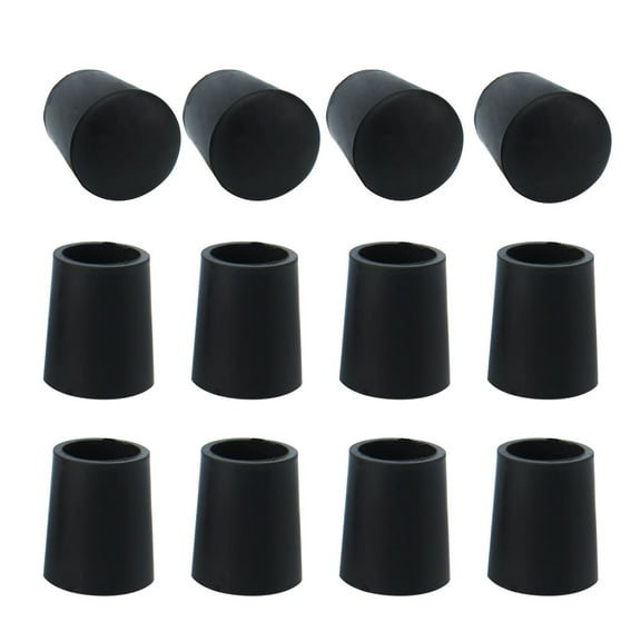 Unique Bargains 12 Pcs Antislip Rubber Round 8mm Hole Dia Chair Foot Cover Table Furniture Leg Protector Black