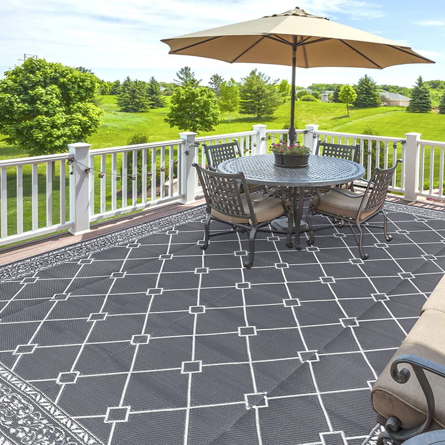 Outdoor Rugs 9'x12' for Patios Clearance Waterproof Outdoor Patio Rug