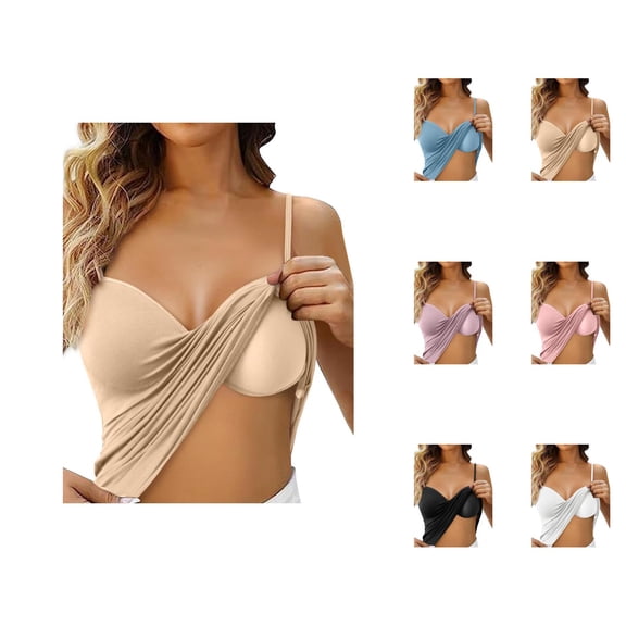 Womens Tank Tops with Built in Bras Soft Lightweight V Neck Racerback Spaghetti Strap Fitted Padded Camisole Tops