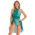thumbnail image 4 of Aislor Robe de Danse Lyrique Sans Manches à Blocs de Couleur Jupe en Chiffon Justaucorps Robe de Danse Contemporaine Verte TG, 4 of 7