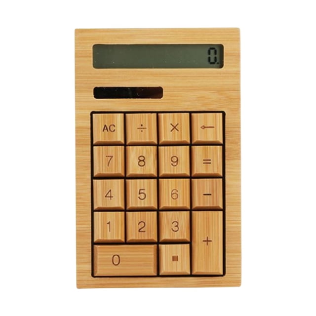 Calculadora de bambú Energía 18 Calculadora de escritorio Impermeable Portátil Antiestático 12 dígitos Funcional para el hogar Oficina shamjiam Calculadora de escritorio
