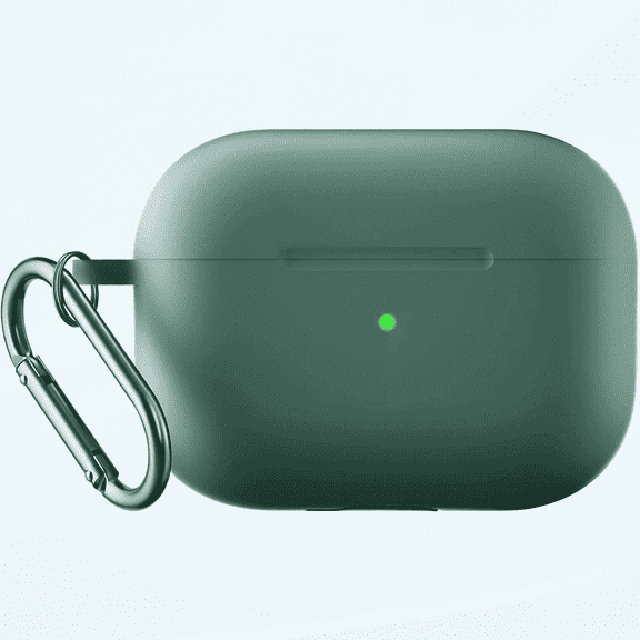 Case Design for Apple AirPods Pro (2nd Generation) 2022 Version Case Soft Silicone Cover Silicone Shockproof Case Solid Simple Anti-Fall Case for Airpod Pro2 Case with Carabiner Ring(Green)
