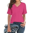 thumbnail image 2 of SHITINN Womens T Shirts V Neck Short Sleeve Summer Tops Casual Basic Tees 2025 Trendy Womens Short Sleeve Shirts Women's Tops Tunic Tops, 2 of 9