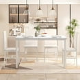 thumbnail image 3 of Cvortll 5 Pieces Dining Room Table Set for 4, Space Saving Kitchen Table and Chairs , Set with 4 Upholstered PU Leather Chairs and Faux Marble Tabletop, All White, 3 of 8