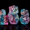 thumbnail image 4 of Polyhedral RPG Dice Set Pink Blue Foil Resin DND White Numbers 7-Piece, 4 of 5