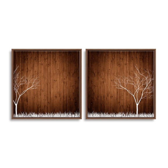 wall26 2 Piece Framed Canvas Wall Art for Living Room, Bedroom Wood Flower Theme Canvas Prints for Home Decoration Ready to Hang - 24"x24"x2 Panels
