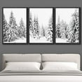 thumbnail image 2 of IDEA4WALL Framed Wall Art Print Set Winter Wonderland Snowy Pine Tree Forest Nature Modern Decorative Boho for Living Room, Bedroom, Office - 16"x24"x3 Black, 2 of 5