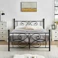 thumbnail image 5 of Full Size Metal Platform Bed Frame with Victorian Headboard and Footboard, Under Storage Space, Black, 5 of 9