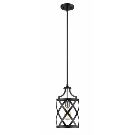 1 Light Mini Pendant in Restoration Style 8 inches Wide By 99 inches High-Matte Black/Brushed Nickel Finish Bailey Street Home 372-Bel-4185944