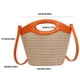 thumbnail image 5 of Bolso tejido de hierba de playa, Bolso de empalme de PU tejido a mano a la moda, regalos perfectos para festivales, 5 of 8