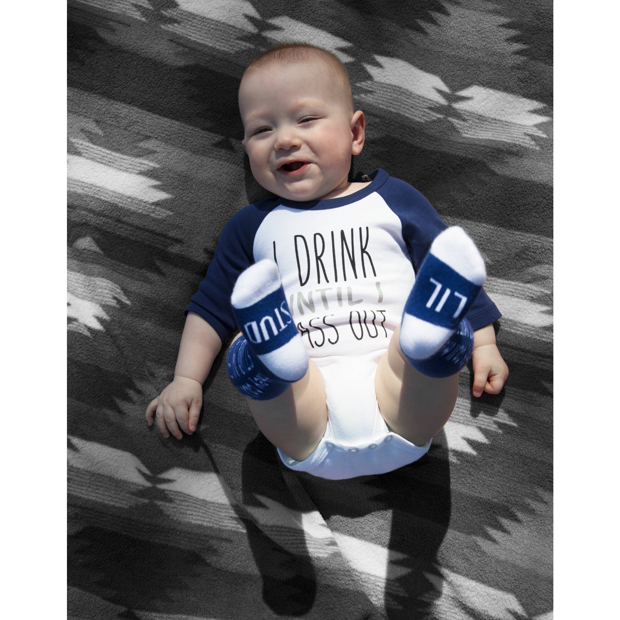 Pavilion Gift Company - Pass out - 12-24 Months 3/4 Length Navy Sleeve Onesie