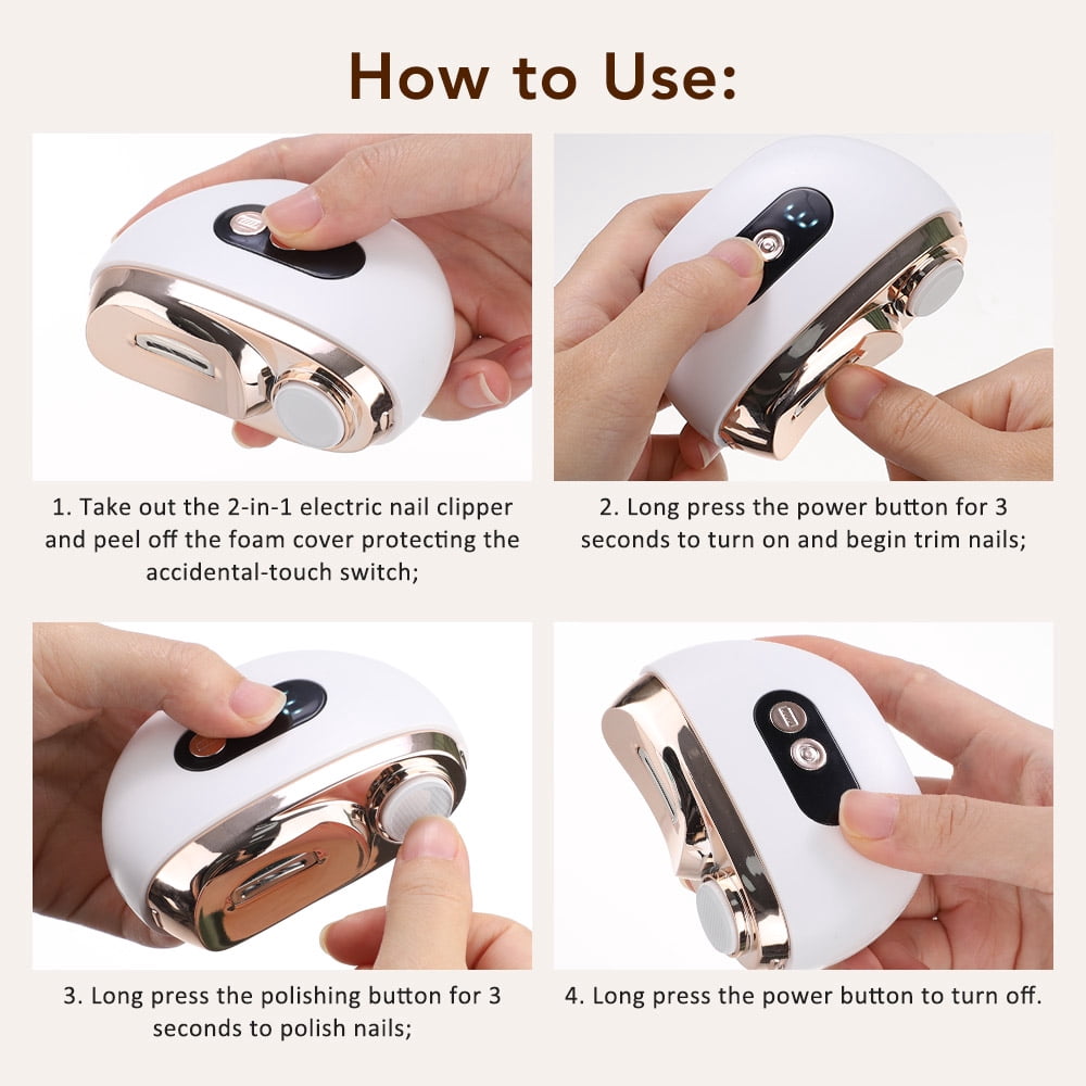Electric Automatic Nail Clippers Trimmer, Light & 3 Speeds, File 2 in 1 Design, Nail Scraps Storage, USB Rechargeable Safety, Smart Fingernail Clipper for Adult, Seniors, Elderly