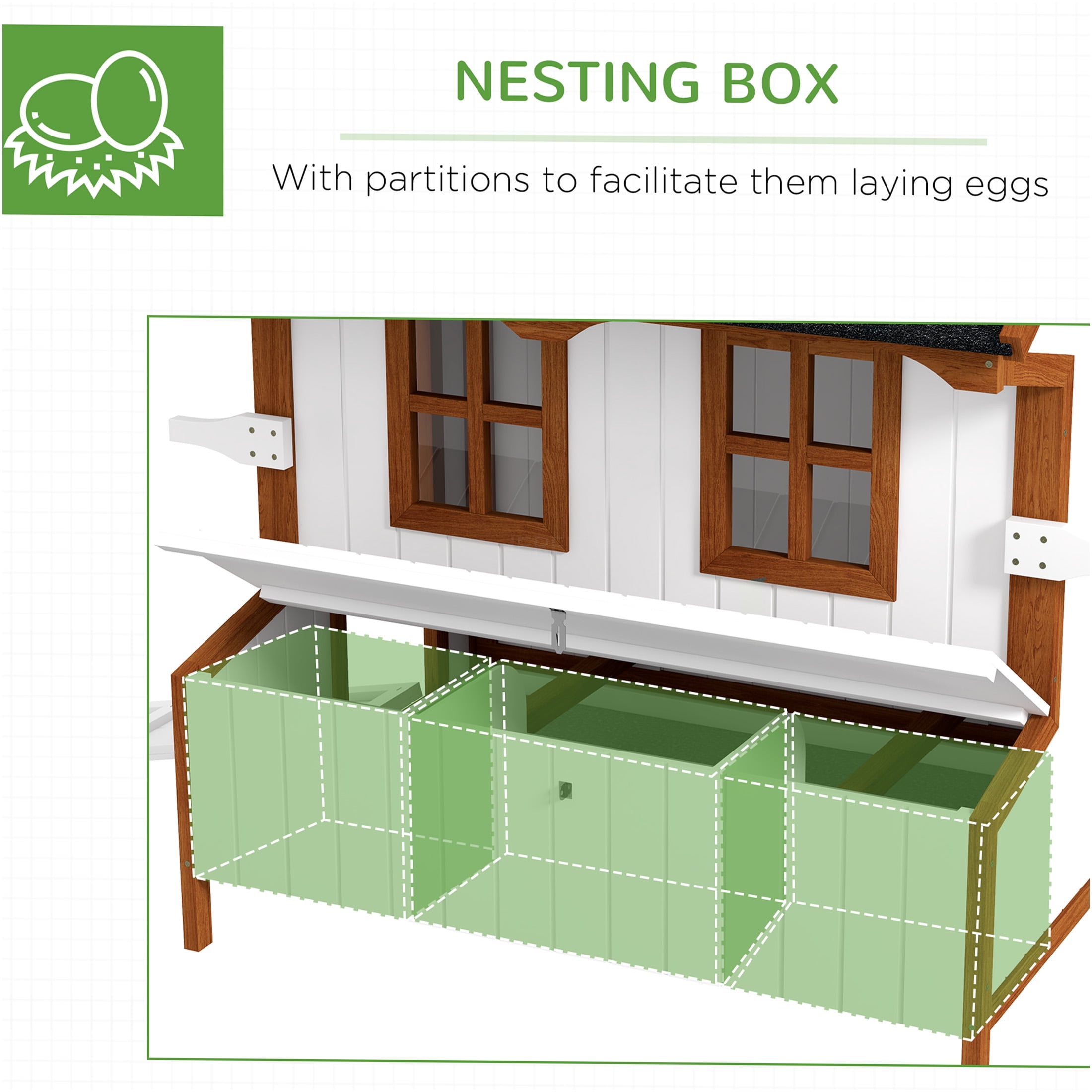 JERFIT 47 Inch Large Chicken Coop Outdoor with Wheels, Wooden Rabbit Hutch with Nesting Box, Waterproof Roof & Ramp for Hens, Ducks, Poultry