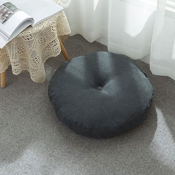 XmhyTop Round Thickened Floor Cushion, Plush Solid Seat Pillow for Meditation, Yoga & Home Decor in Living Room & Balcony (Dark Grey, 18"x18")
