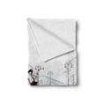 thumbnail image 2 of Teen Room Soft Flannel Fleece Throw Blanket, Young Girl in Paris Streets Bicycle French Style Display, Cozy Plush for Indoor and Outdoor Use, 60" x 80", Brown Chestnut Brown, by Ambesonne, 2 of 6