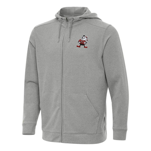 Men's Antigua Heather Gray Cleveland Browns Effortless Full-Zip Hoodie